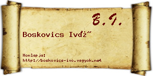 Boskovics Ivó névjegykártya